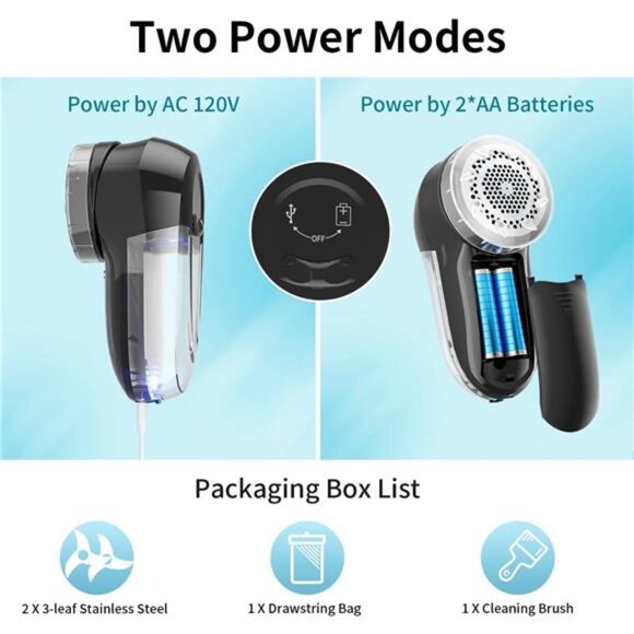 Fabric Lint Shaver-Fuzz Remover,AC120V Electric Sweater Shaver (BatteryOperated) - Picture 4 of 7